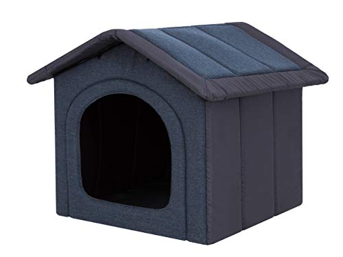 Hundehaus Hundehütte für große Hunde - Katzenhaus, Katzenhöhle - mit herausnehmbarem Dach - Tierhaus für Katzen und Hunde für Drinnen / Indoor - Navyblau - 70 x 60 x 63 cm [R5 / XXL] von Bjird