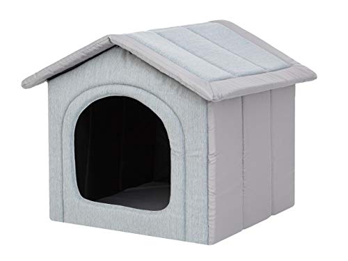 Hundehaus Hundehütte für kleine Hunde - Katzenhaus, Katzenhöhle - mit herausnehmbarem Dach - Tierhaus für Katzen und Hunde für Drinnen / Indoor - Taubegrau - 38 x 32 x 38 cm [R1 / S] von Bjird