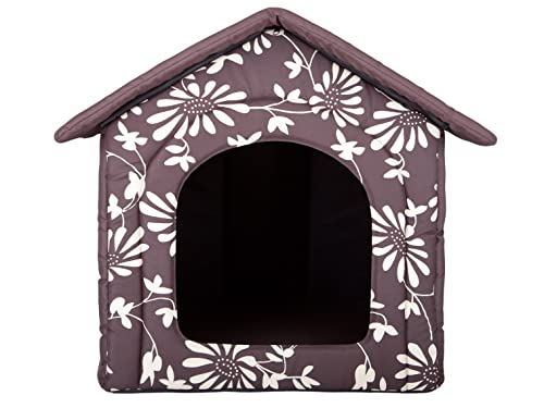 Hundehütte Hundehaus Hundehöhle für kleine mittelgroße und große Hunde - Katzenhaus, Katzenhöhle - Hundeliegen mit herausnehmbarer Dach - Standard - Größe: - Braun mit Pflanzen von Bjird