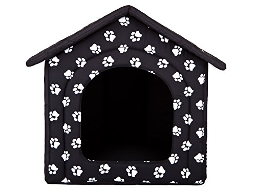 Hundehütte Hundehaus Hundehöhle für kleine mittelgroße und große Hunde - Katzenhaus, Katzenhöhle - Hundeliegen mit herausnehmbarer Dach - Standard - Größe: - Schwarz mit Pfoten von Bjird