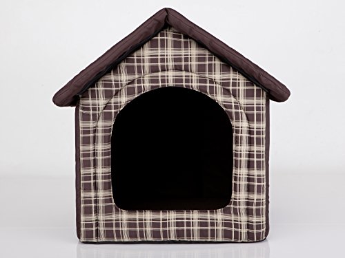 Hundehütte Hundebett Tierbett Katzenbett - Standard - 52 x 53 x 46 cm [Größe: R3] - Braun Kariert von Bjird