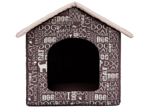 Hundehütte Hundebett Tierbett Katzenbett - Standard - 60 x 60 x 55 cm [Größe: R4] - Braun mit Text von Bjird