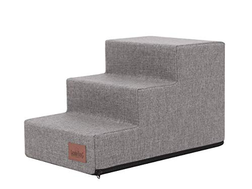 Hundetreppe, Katzentreppe, Antirutsch und Beständig - Haustiertreppe mit 3 Stufen für kleine Hunde - 50 x 30 x 30 cm - Inari - Grau Hundetreppe, Katzentreppe, Antirutsch und Beständig - Haustiertreppe mit 3 Stufen für kleine Hunde - 50 x 30 x 30 cm - Inari - Grau von Bjird