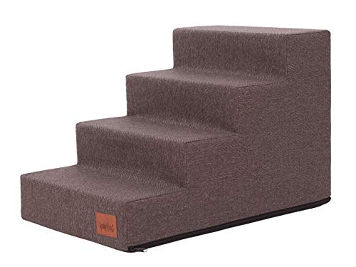 Hundetreppe, Katzentreppe, Antirutsch und Beständig - Haustiertreppe mit 4 Stufen für kleine Hunde - 60 x 40 x 40 cm - Inari - Braun Hundetreppe, Katzentreppe, Antirutsch und Beständig - Haustiertreppe mit 4 Stufen für kleine Hunde - 60 x 40 x 40 cm - Inari - Braun von Bjird