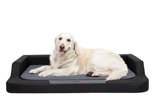 Hundebett für kleine, mittelgroße und Grosse Hunde - orthopädische Hundesofa mit Memory Foam - Ergonomisches Hundekissen - Hundeliegen - Bezug abnehmbar und abwaschbar - Größe: L - Schwarz mit Grau von Bjird