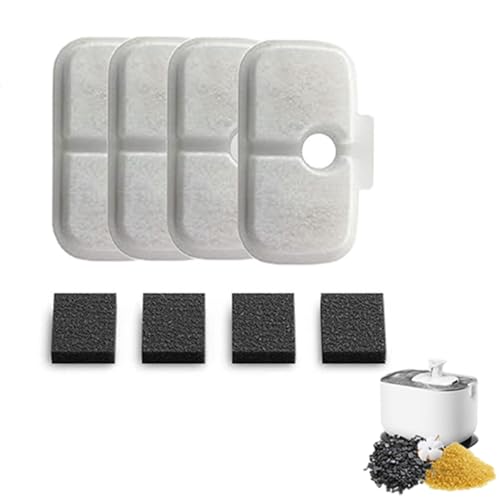4+4 Stück Katzenbrunnen Filter, Katzenbrunnenfilter mit Harz Aktivkohle Dreischicht Filtrationssystem Vorfilterschwämmen, Ersatzfilter für Katzentrinkbrunnen für Petlibro Trinkbrunnen 4+4 Stück Katzenbrunnen Filter, Katzenbrunnenfilter mit Harz Aktivkohle Dreischicht Filtrationssystem Vorfilterschwämmen, Ersatzfilter für Katzentrinkbrunnen für Petlibro Trinkbrunnen von Bkemkri