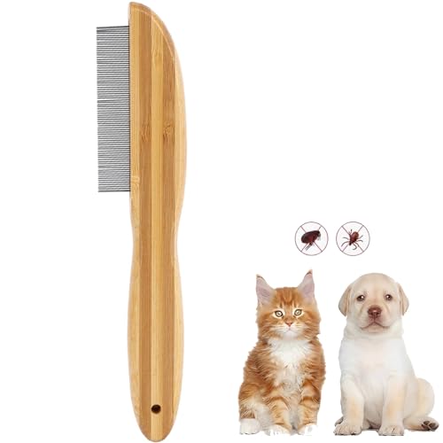 Bkemkri Flohkamm für Hunde & Katzen, Profi Hundekämme Haustierkamm zum Entfernen Flöhe, Holzgriff Schuppenkamm, Extra Feiner Zahnkamm mit Metallpickel Multifunktionaler Flohkamm Läusekamm Pflegekamm Bkemkri Flohkamm für Hunde & Katzen, Profi Hundekämme Haustierkamm zum Entfernen Flöhe, Holzgriff Schuppenkamm, Extra Feiner Zahnkamm mit Metallpickel Multifunktionaler Flohkamm Läusekamm Pflegekamm von Bkemkri