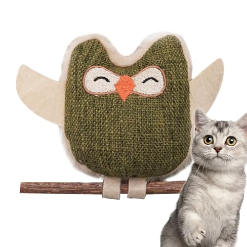 Bkljkf Catnip -Spielzeug, Katzenspielzeug Katzenminze,Katze Zahnen Spielzeug Plüschkugel | Süße Eulenpuppe, beruhige Zähneputzläden für Haustiere, Indoor -Spiele für Kätzchenlange, Bewegung von Bkljkf