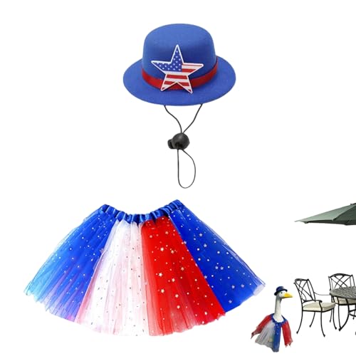 Bkljkf -Gänse -Outfit -Set, Gänsekleidung | Star DRINT FORMAL GANGES Rock HATSET | 23 Zoll Unabhängigkeitstag Figur mit Hüten farbenfrohen Rock für Hochzeits innen von Bkljkf