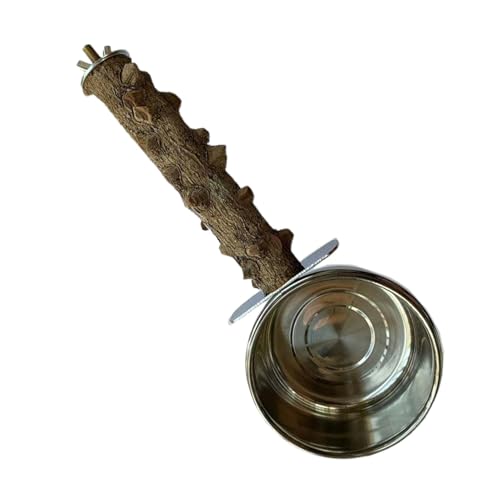 Bkljkf Holzbarsch für Vogelkäfig, Vogelperch mit Feederbecher - Vogelkäfigständer - Integriertes Design -Fütterungsinstrument für Cockatiels, mittlere, Wellensittiche, Sittiche von Bkljkf