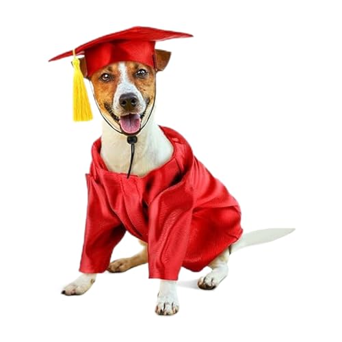 Bkljkf Katzen Abschluss Hut Und Umhang,Waschbares Abschlusskostüm Mit Shirt & Hut - Komplettset Mit Quasten-Shirt Als Tierkleidung Für Kleine Katzen, Kleine Hunderassen & Festtage von Bkljkf