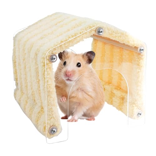 Bkljkf Kleintier-Tunnel - Kleintier Versteck Mit Abnehmbarer Tür - Kuscheliges Plüschhaus Platzsparende Habitat Deko Für Igel, Hamster, Kaninchen von Bkljkf