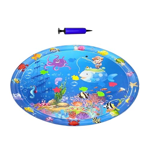 Bkljkf Kühlmatte Für Hunde - Kratzfeste Wasserspielmatte Für Hunde 100x100 cm | Aufblasbare Haustier Eisunterlage Mit Pumpe Interaktives Sinnes Spielzeug Für Zuhause Wohnung Balkon Garten Terrasse von Bkljkf