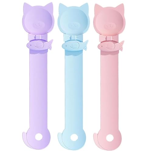 3pcs Cat Strip Feeder-Löffel, 3 Farbkatze-Streifenfuttermittel, 10-Zoll-Hüften und PP-Löffel, waschbarer wiederverwendbarer verschütteter Leckerbissen für Eigentümer von Blablablalu
