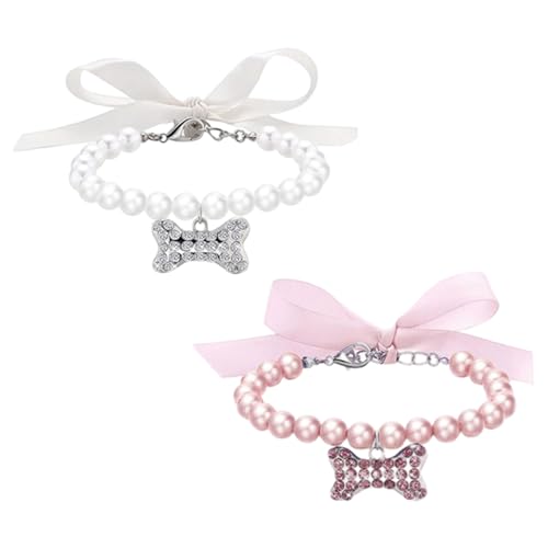 Blablablalu 2pcs Hund Perlen Halskette Kragen, ausgefallene Hundekettekragen mit Strassknochen, Bling -Katzenschmuck Dekor für Welpen Kätzchen Party Hochzeits Geburtstag Perle für Hunde Blablablalu 2pcs Hund Perlen Halskette Kragen, ausgefallene Hundekettekragen mit Strassknochen, Bling -Katzenschmuck Dekor für Welpen Kätzchen Party Hochzeits Geburtstag Perle für Hunde von Blablablalu