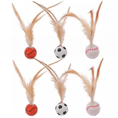 Blablablalu 6pcs Hüpfbällchen für Katzen, interaktiver Katzen -Hüftballer -Set mit Federn, sicheres lustiges Haustier -Zahnen -Spielzeug für Interaktion, lindert Langeweile Bälle für von Blablablalu