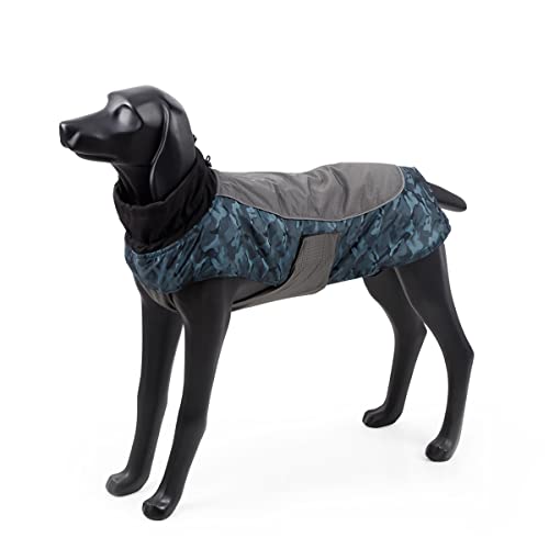 BlackDoggy Hundemantel, warm, wasserdicht, Regenmantel mit reflektierendem Rand und Leinenschlitz für kaltes Wetter, Ganz/Winter, Large, blau von BlackDoggy
