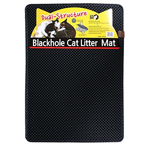 Blackhole Katzenstreumatte – extra groß (76,2 x 58,4 cm) doppelt strukturierte Matte (Dunkelgrau) von BlackHole Litter Mat