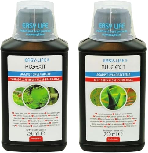 Easy Life Alg Exit & Blue Exit 2er Mix-Set – 250 ml Synergistische Kombination gegen grüne Algen und Blaualgen, sicheres Aquarium, klares Wasser, einfache Anwendung, effektiv gegen Cyanobakterien von Blackcup