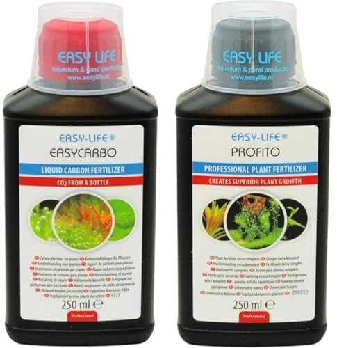 Easy Life EasyCarbo & Profito 2er Mix-Set - 2X 250 ml Synergistische Kombination für Aquarium-Pflanzen, Kohlenstoff Plus Spurenelemente für gesundes Wachstum, kräftige Blätter, klares Wasser von Blackcup