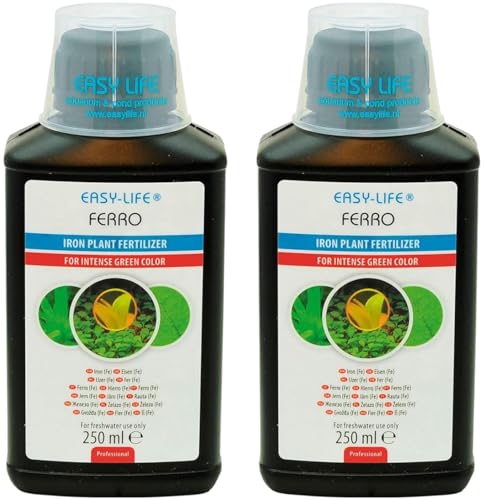 Easy Life Ferro 2er Pack – 2X 250 ml Flüssiger Eisen-Dünger für Aquarium-Pflanzen, unterstützt gesundes Wachstum, kräftige Pflanzenfarbe, einfach anzuwenden, sicher für Fische von Blackcup
