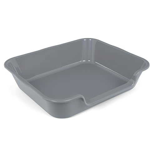 Blaucasa Extra große Hundetoilette (ABS-Material), niedriger Einstieg, Jumbo-Katzentoilette für mehrere Kätzchen, große Katzen, haustiersicheres Töpfchen für den Innenbereich (dunkelgrau, 61 x 50,8 cm von Blaucasa