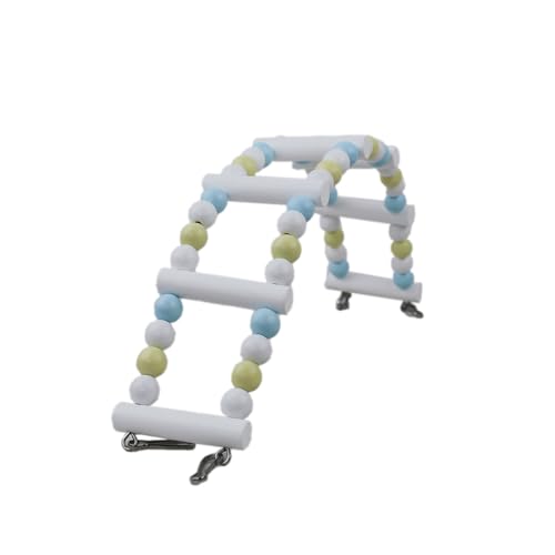53x7cm Vogel-Papageien-Spielzeug zum Aufhängen,Vogelspielzeug aus Holzperlen Bunt Holzleitern Kletterleiter Vogelkäfige Zubehör für Kleine Mittlere Papageien Nymphensittiche,Weiß von Blausky