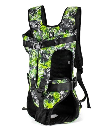 Hunderucksack für Mittlere Hunde, Verstellbar und Leicht, Ideal zum Wandern, Radfahren, Reisen und CampingSMLXL (Emerald Jungle,L) von BlazeNex