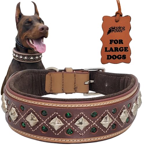 Darlington Hundehalsband, für große Hunde, weiches Wildleder, gepolstert, mit Zierstich, Größe XL: 48,3–58,4 cm von BlazingPaws