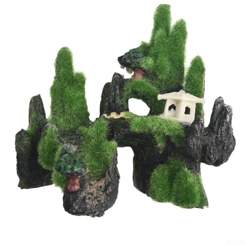 Baumhaus-Dekoration mit Grün-Effekt für Aquarien, perfektes Versteck für kleine Fische (B) von BlesConi