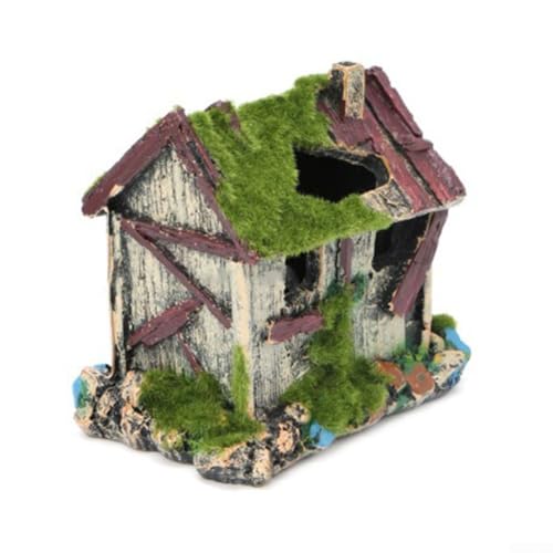 Baumhaus-Dekoration mit Grün-Effekt für Aquarien, perfektes Versteck für kleine Fische (G) von BlesConi