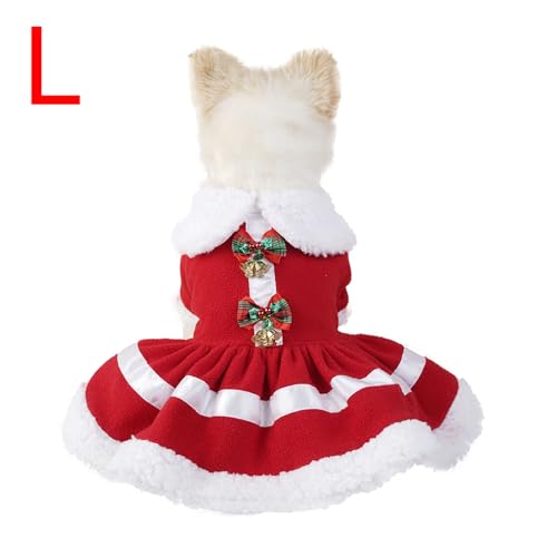 BlesConi Weihnachts-Winterkleid für Hunde, Samt, Weihnachtsmann-Kostüm mit Schleife, Stirnband für kleine, mittelgroße Haustiere von BlesConi
