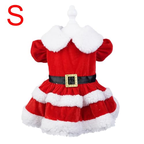 BlesConi Weihnachtskleid für Hunde, rotes Weihnachtsmann-Kostüm, warmes Samt, Haustier-Outfit für kleine Rassen, Urlaub, Party von BlesConi