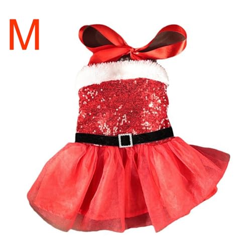 BlesConi Weihnachtskleid für Hunde und Katzen, mit Hut, weiche Baumwolle, Polyester, Haustier-Weihnachtsmann-Outfit für Urlaub, Party, Cosplay, Rot von BlesConi