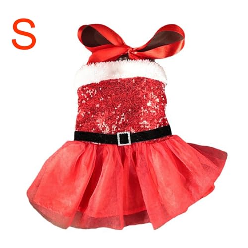 BlesConi Weihnachtskleid für Hunde und Katzen, mit Hut, weiche Baumwolle, Polyester, Haustier-Weihnachtsmann-Outfit für Urlaub, Party, Cosplay, Rot von BlesConi