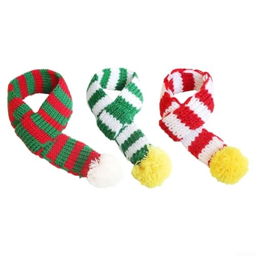 Mini-Schals für Hunde und Katzen, Weihnachts-Stil, Baumwolle, gestrickt, bequem und verstellbar, für den Urlaub, 3 Stück (2) von BlissfulAbode