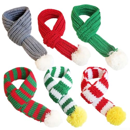 Mini-Schals für Hunde und Katzen, Weihnachts-Stil, Baumwolle, gestrickt, bequem und verstellbar, für den Urlaub, 3 Stück Mini-Schals für Hunde und Katzen, Weihnachts-Stil, Baumwolle, gestrickt, bequem und verstellbar, für den Urlaub, 3 Stück von BlissfulAbode