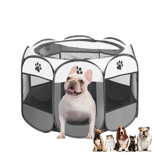 Welpenauslauf Indoor Laufstall, Hundegehege für Wohnung, Katzengehege, Hasen- und Kaninchengehege, Kleintierlaufstall (Grau (S)) von Blleshelfl