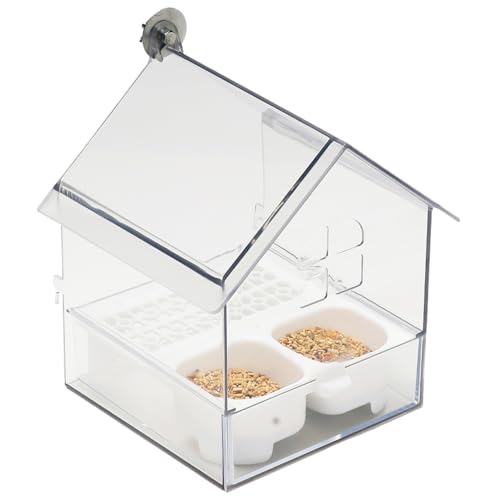 Vogelfutterhäusch, Papageien-Feeder-Auszug externer Vogel mit Doppelrog/Badewanne/leicht zu füllen und zu reinigen, für alle Vögel, Weiß, Wasser, Wasser Vogelfutterhäusch, Papageien-Feeder-Auszug externer Vogel mit Doppelrog/Badewanne/leicht zu füllen und zu reinigen, für alle Vögel, Weiß, Wasser, Wasser von Blogiiup