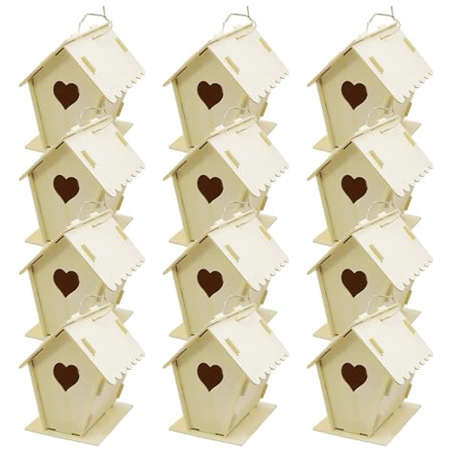 Vogelhäuser für außen, 12 Prozent Vogelhaus Kit DIY unbemalte Holzhäuser Herz Vogelhaus mit hängenden Haken für Erwachsene Kinder zum Bauen, Holz von Blogiiup