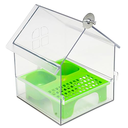 Vogelheime, Papageien-Feeder-Auszug externer Vogel mit Doppelrog/Badewanne/leicht zu füllen und zu reinigen, für alle Vögel, grün, Wasser Vogelheime, Papageien-Feeder-Auszug externer Vogel mit Doppelrog/Badewanne/leicht zu füllen und zu reinigen, für alle Vögel, grün, Wasser von Blogiiup