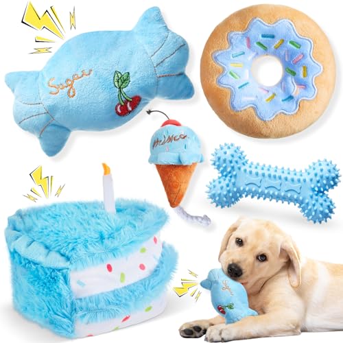 Blosssound Hundespielzeug-Set für Hunde, quietschende Hunde, Geburtstagsgeschenke, Welpen, gefülltes Kauspielzeug, niedlicher Kuchen, Süßigkeiten, Donut, Eis, Knochenform für kleine, mittelgroße und Blosssound Hundespielzeug-Set für Hunde, quietschende Hunde, Geburtstagsgeschenke, Welpen, gefülltes Kauspielzeug, niedlicher Kuchen, Süßigkeiten, Donut, Eis, Knochenform für kleine, mittelgroße und von Blosssound