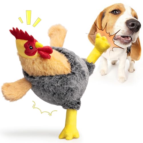 Quietschendes Hundespielzeug für kleine Hunde – Plüsch-Huhn-Welpenspielzeug mit Knisterpapier & doppeltem Quietscher, langlebiges Kauspielzeug für Welpen und kleine Rassen von BluBrk