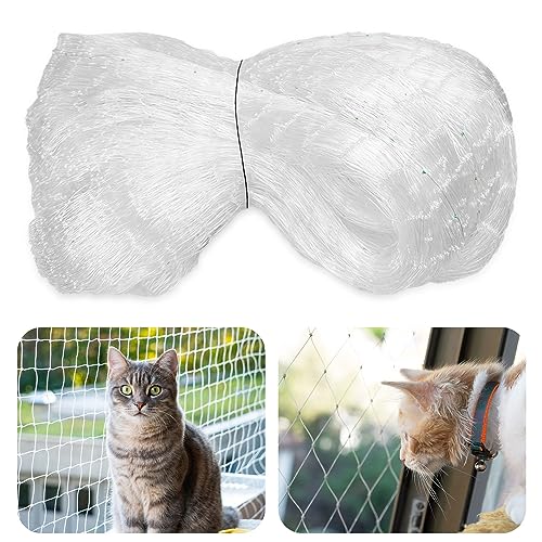 BluVast Katzennetz Transparent, 5 x 5m Katzen Netz, 2.5 cm Katzennetz für Balkon, Katzennetz für Balkon Ohne Bohren, Katzennetz Ohne Bohren Geeignet für Balkone Treppen Fenster Terrassen von BluVast