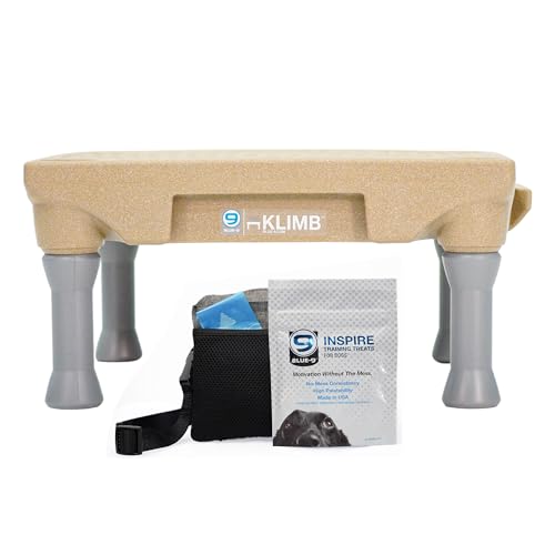 Blue-9 Happy Dog Starter-Set mit KLIMB Hundetrainingsplattform & Traktionsmatte und Inspire Trainings-Leckerli-Tasche & Trainings-Leckerlis, Hellbraun von Blue-9