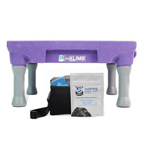 Blue-9 Happy Dog Starter-Set mit KLIMB Hundetrainingsplattform & Traktionsmatte und Inspire Trainingsleckerli-Tasche & Trainings-Leckerlis, Lila von Blue-9