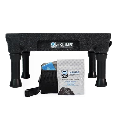 Blue-9 Happy Dog Starter-Set mit KLIMB Hundetrainingsplattform & Traktionsmatte und Inspire Trainingsleckerli-Tasche & Trainings-Leckerlis, Schwarz von Blue-9