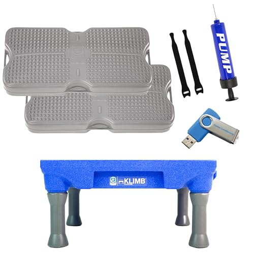 Blue-9 KLIMB Trainingspaket mit 2 Propel-Plattformen, Pumpe & Videos, blau von Blue-9