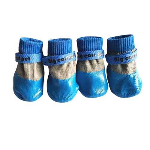 4 x Hundeschuhe, wasserdicht, rutschfeste Haustiersocken, verschleißfeste Gummisohle, Hundeausflug, Spazierengehen, Pfotenschutzstiefel für Katzen, Welpen, kleine Hunde, Größe M, Blau 4 x Hundeschuhe, wasserdicht, rutschfeste Haustiersocken, verschleißfeste Gummisohle, Hundeausflug, Spazierengehen, Pfotenschutzstiefel für Katzen, Welpen, kleine Hunde, Größe M, Blau von Blue Dream Island