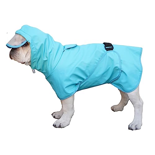 Bauchschutz für Hunde, mit Kapuze und Traktionsloch, wasserdichter Poncho, Regenbekleidung, Weste für mittelgroße und große Hunde, Größe L, Blau von Blue Dream Island